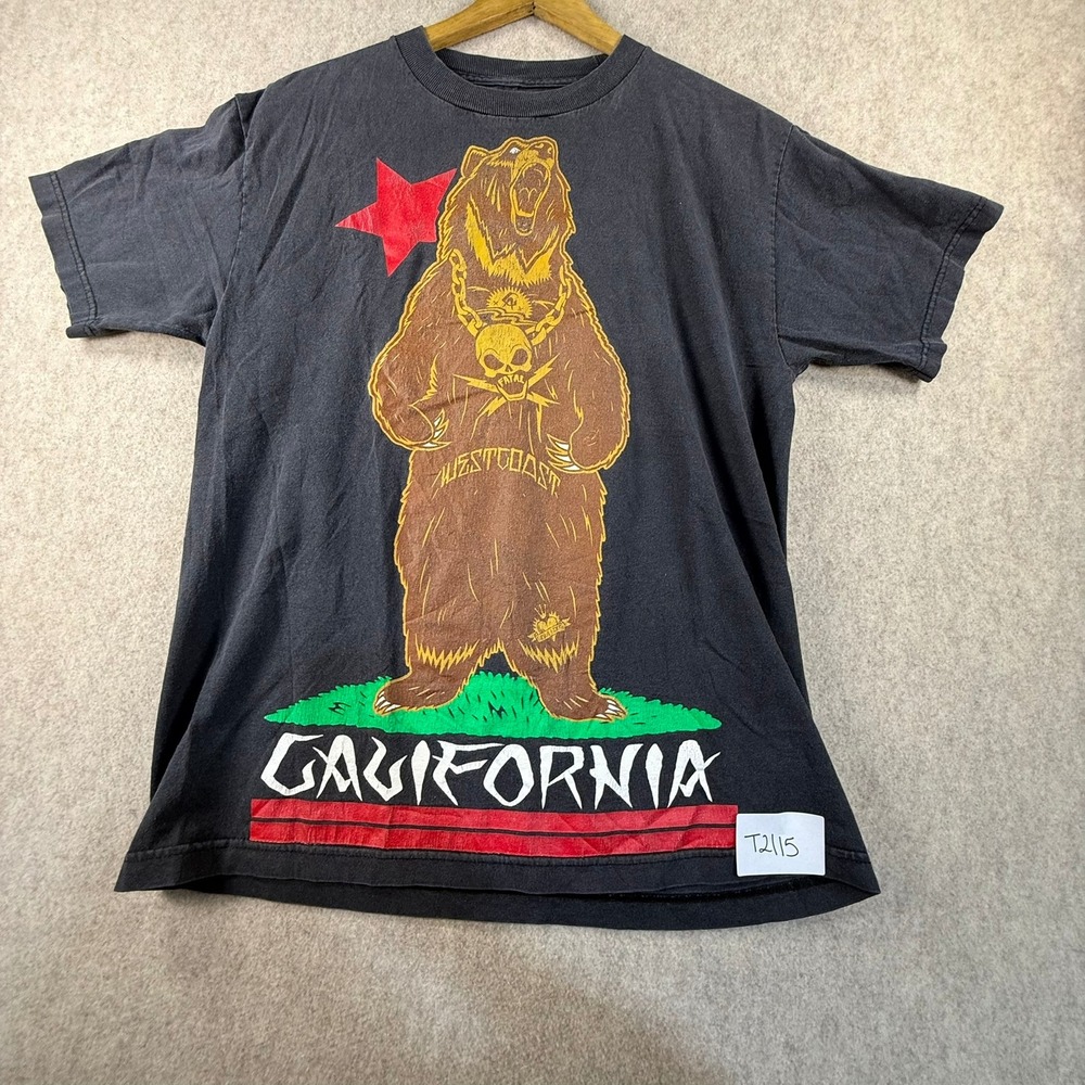 Fatal Clothing Mens West Coast California Bear Skull Graphic T-Shirt Black‎ M